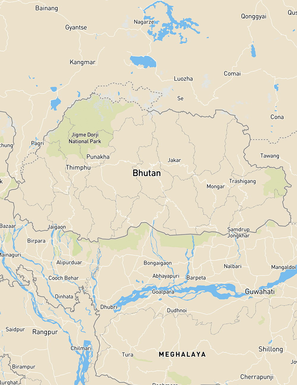 Bhutan Basic Map