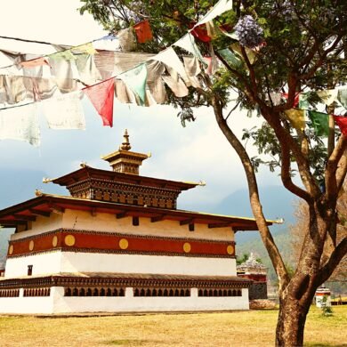 Chimi Lhakhang Flags